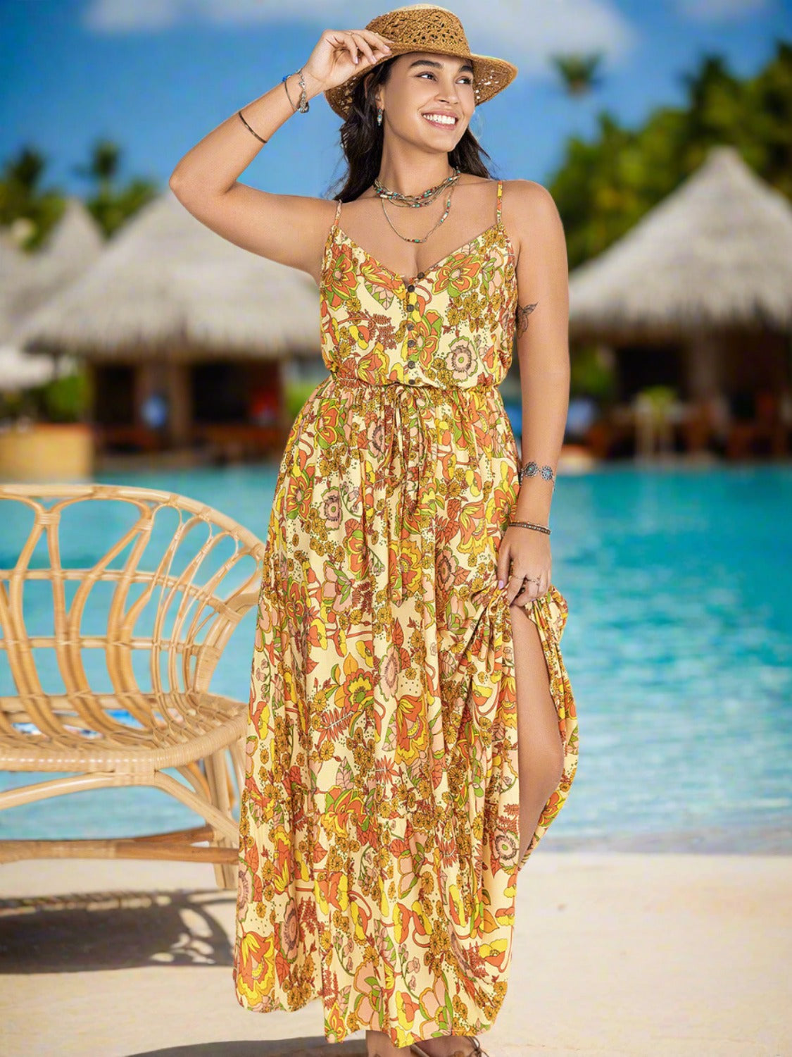 Plus Size V-Neck Maxi Cami Dress