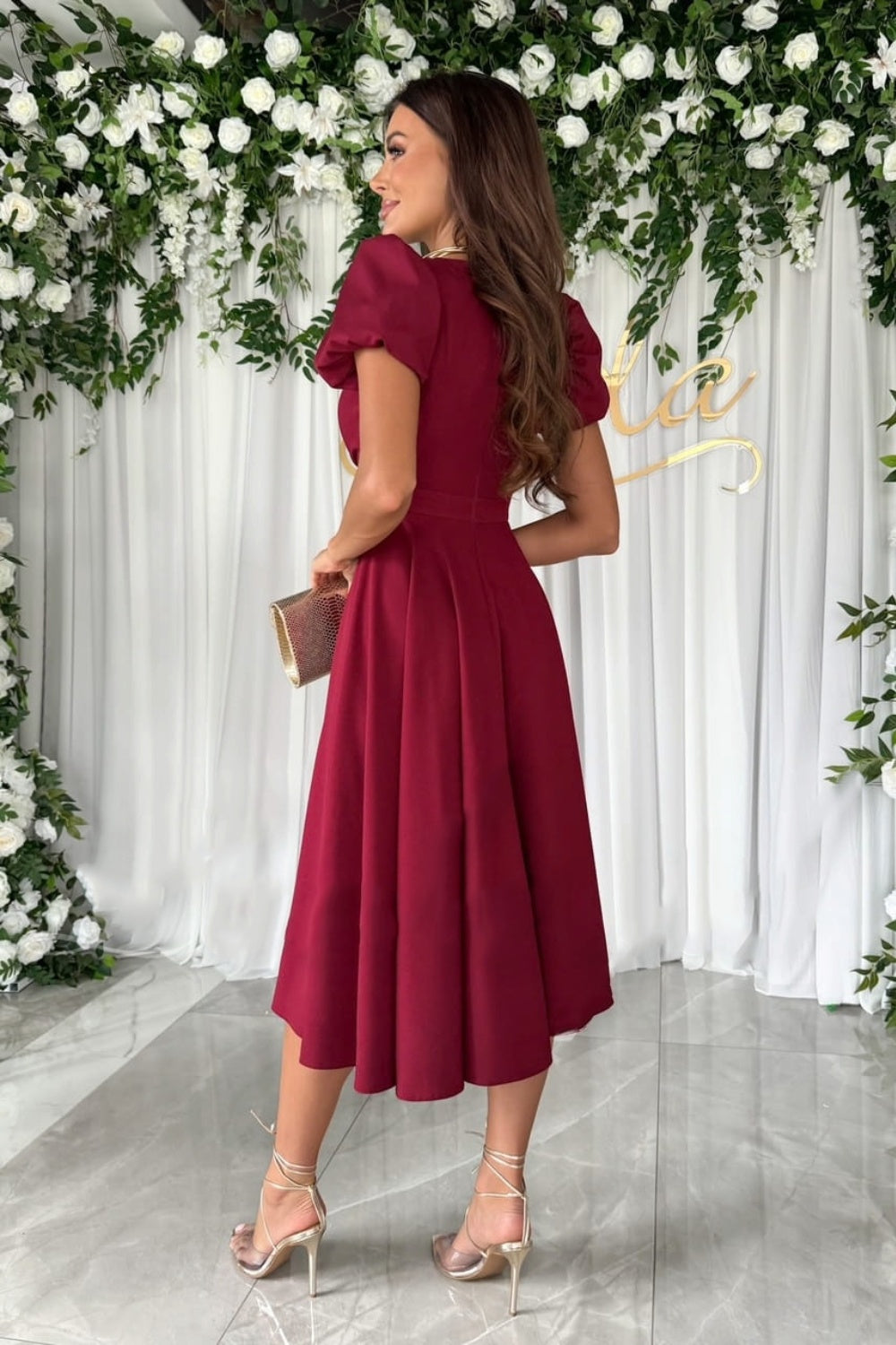 Puff Sleeve Midi Dress