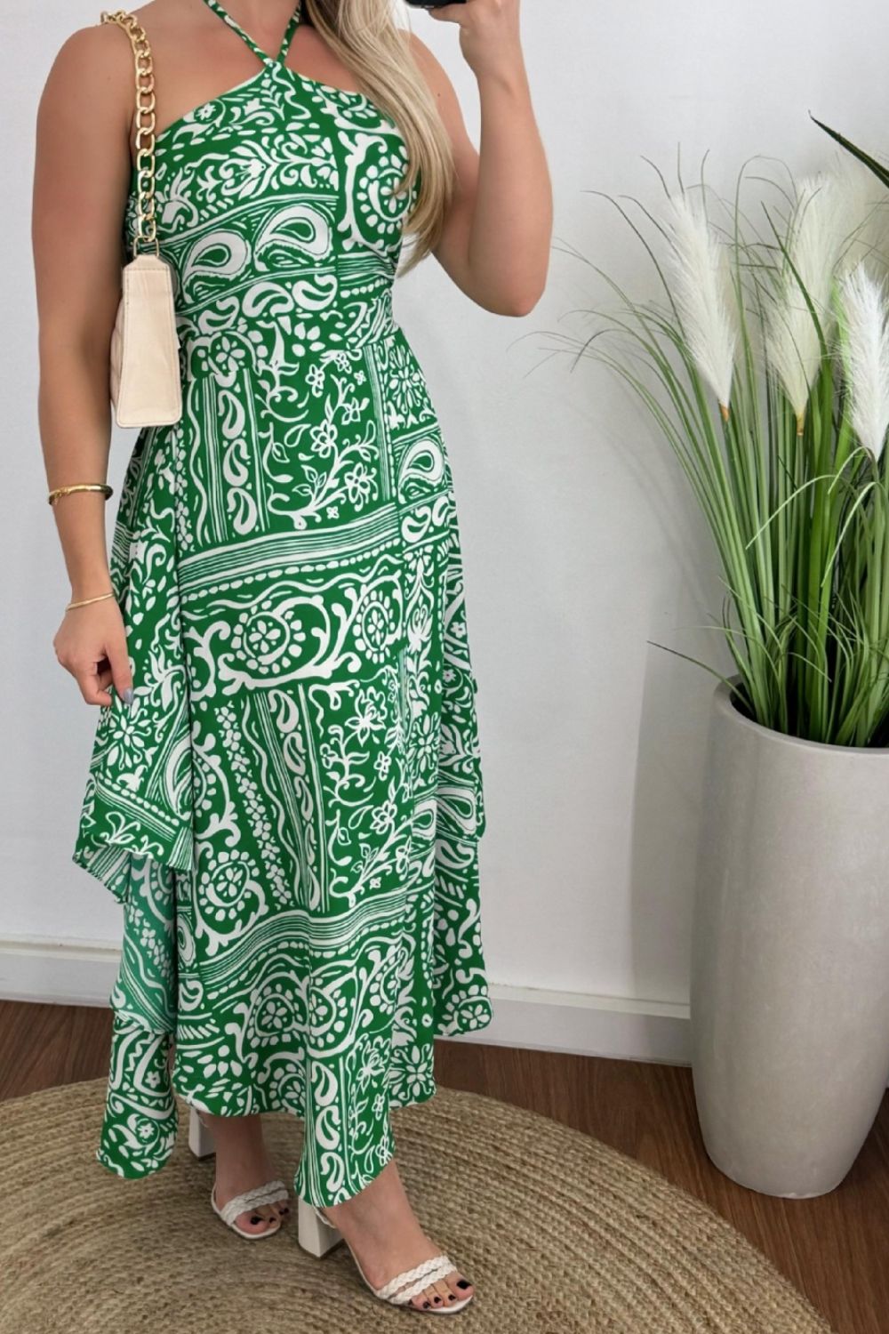 Tropical Vacation Maxi Halter Neck Dress