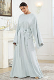 Kimono Sleeve Tie Waist Maxi Resort Dress