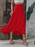 Tied Ruffled Red Skirt