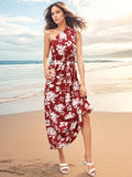 Red Tropical Vacation Dress