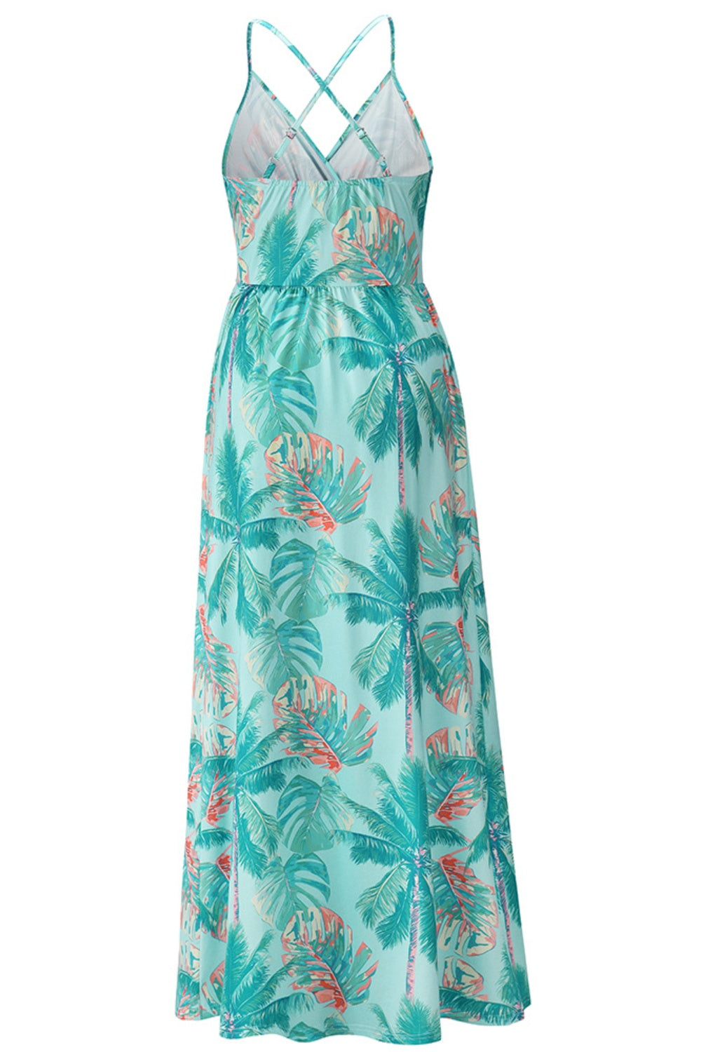 Crisscross Tropical Cami Maxi Dress