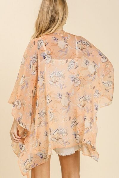 Full Size Sheer Mixed Print Kimono with Side Slit