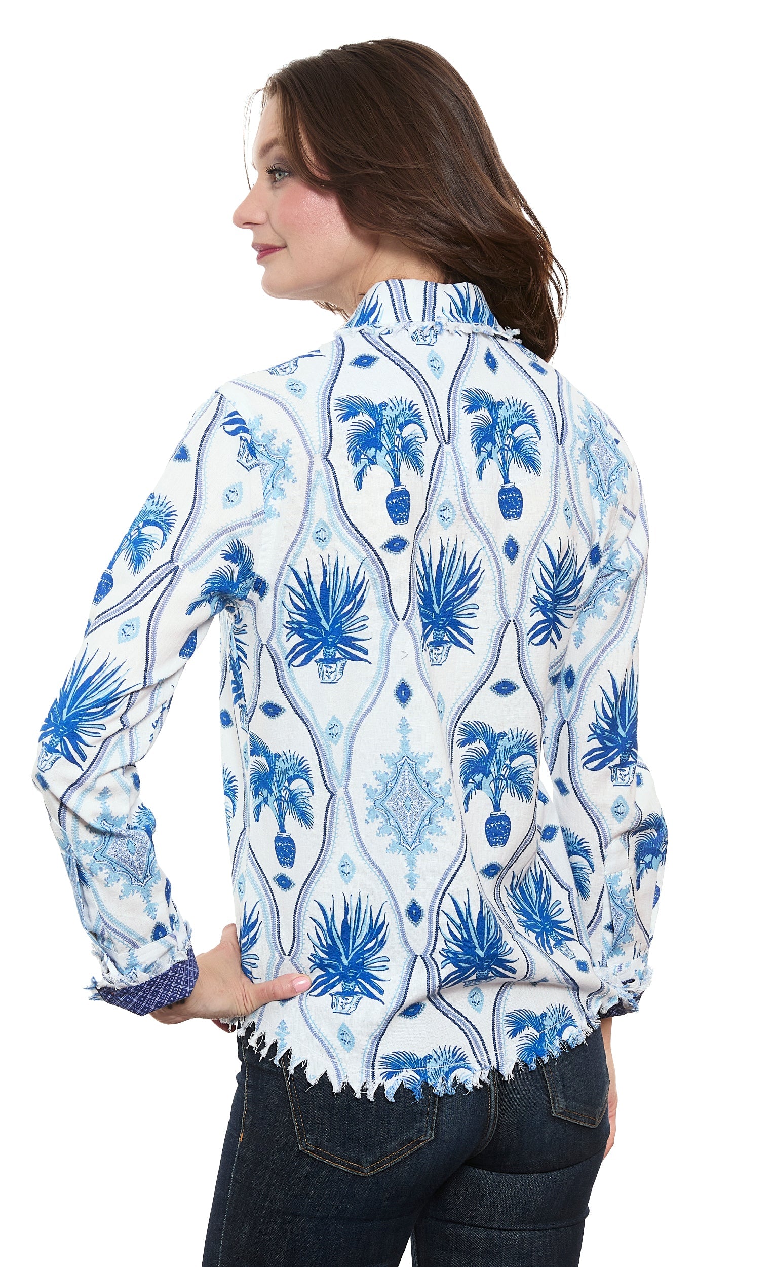 Cape Cod Top Linen Cotton Chinoiserie Print