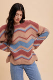 Zig-Zag Round Neck Sweater