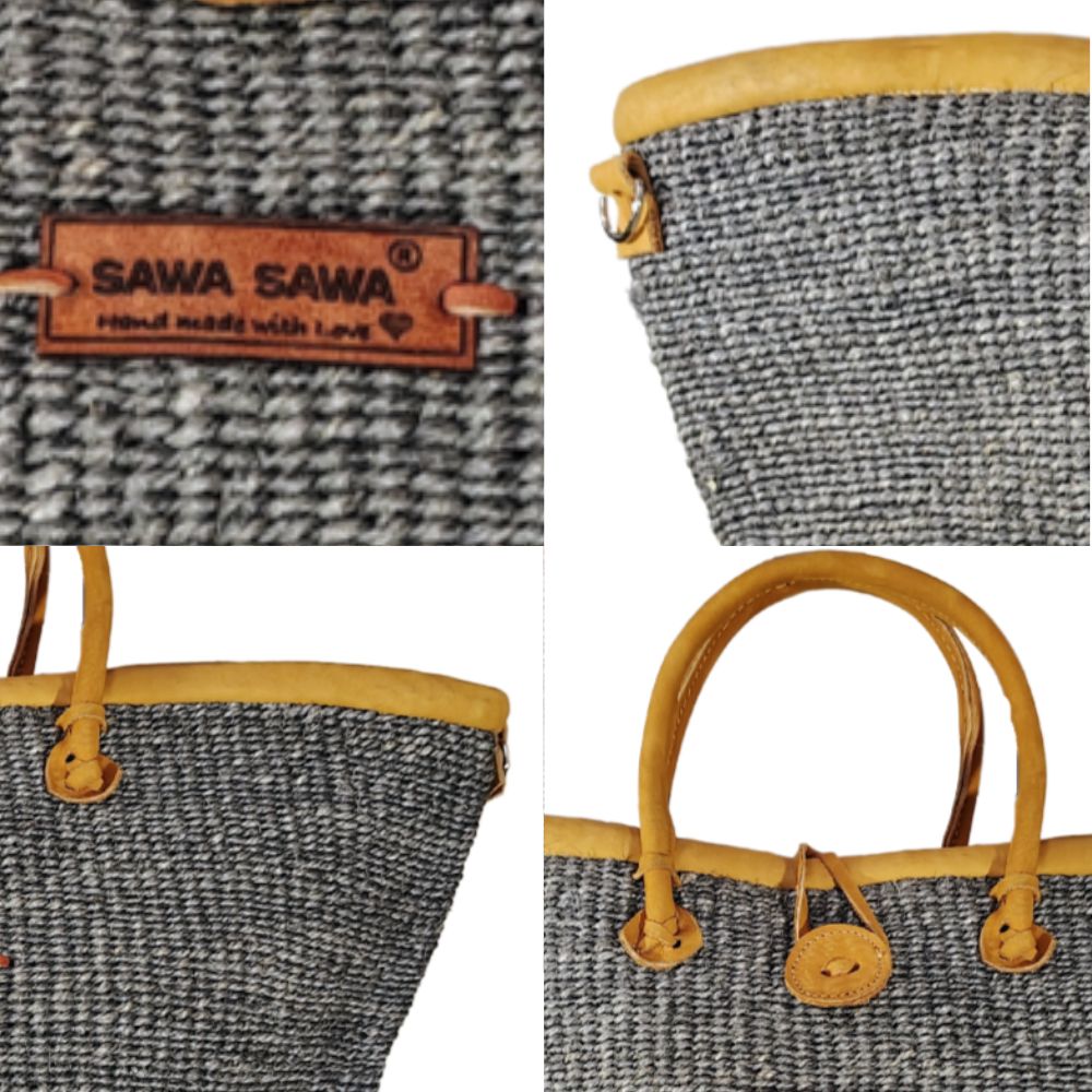 Ash Wisdom Handmade in Kenya Sisal Straw Basket Tote Bag