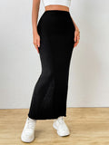 Slit Long Wrap Skirt