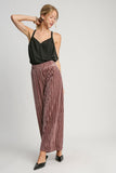 Full Size Elastic Waist Wide Leg Velvet Resort Pants