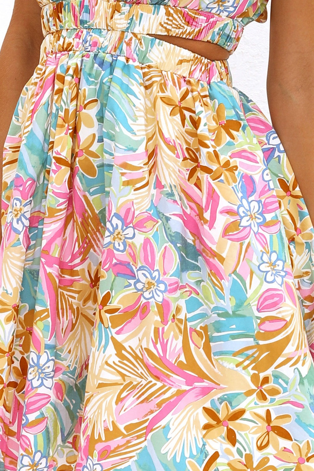 Backless Floral Short Sleeve Mini Summer Dress