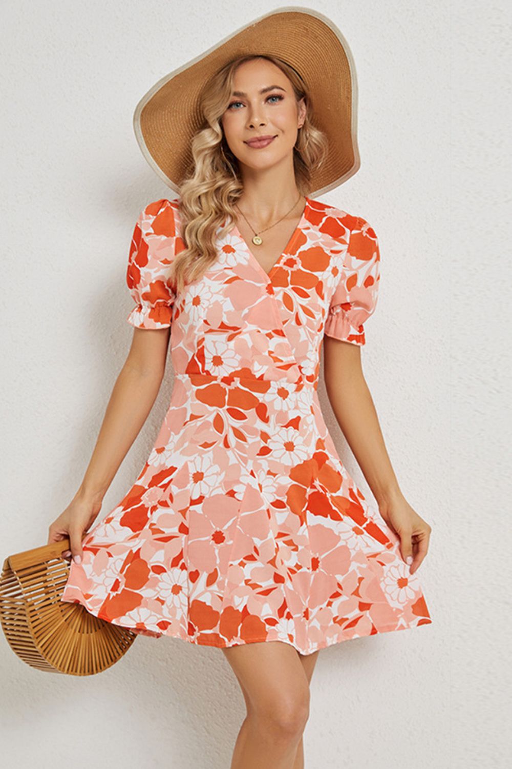 Floral Flounce Sleeve Summer Dress