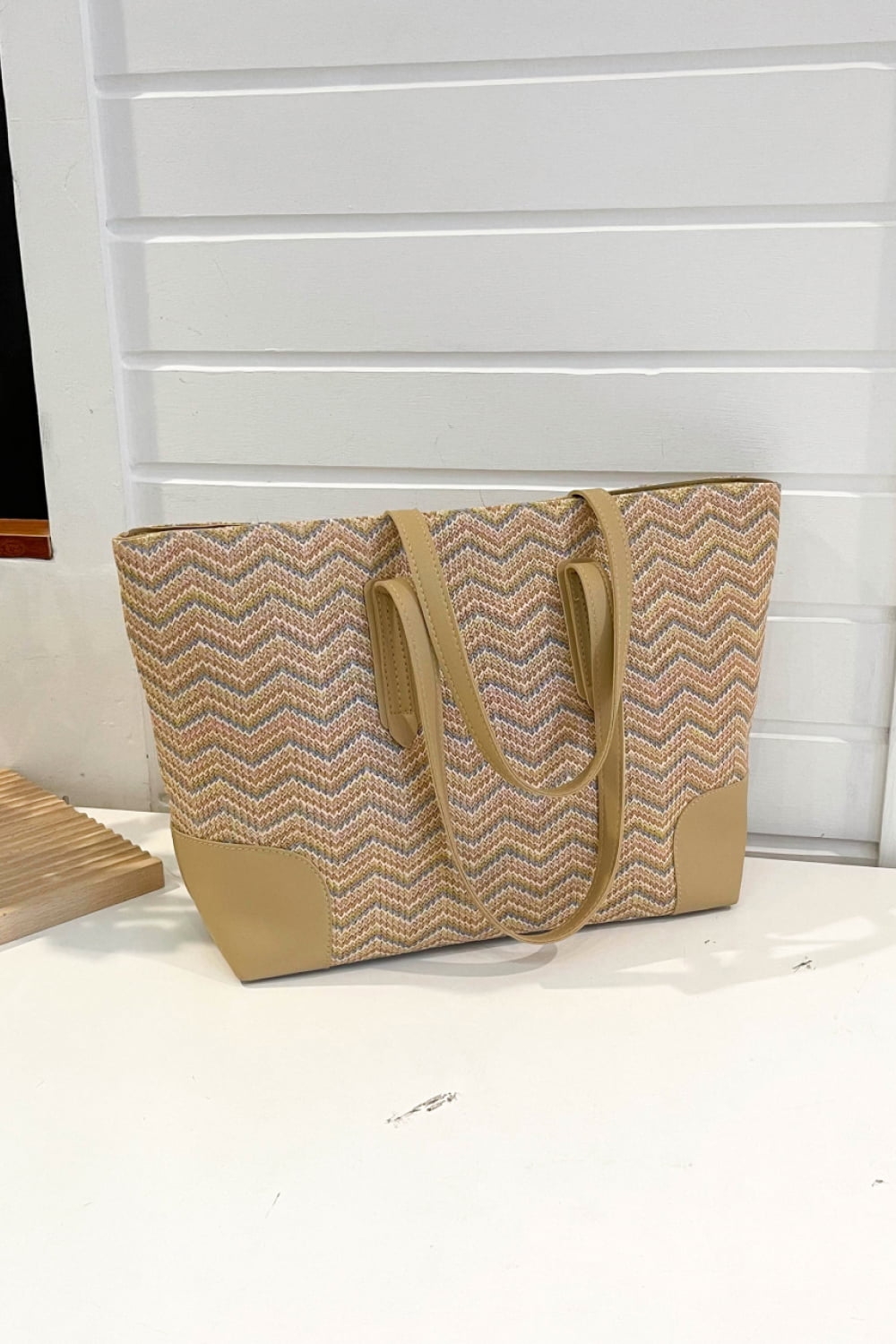 Chevron Straw Tote Bag