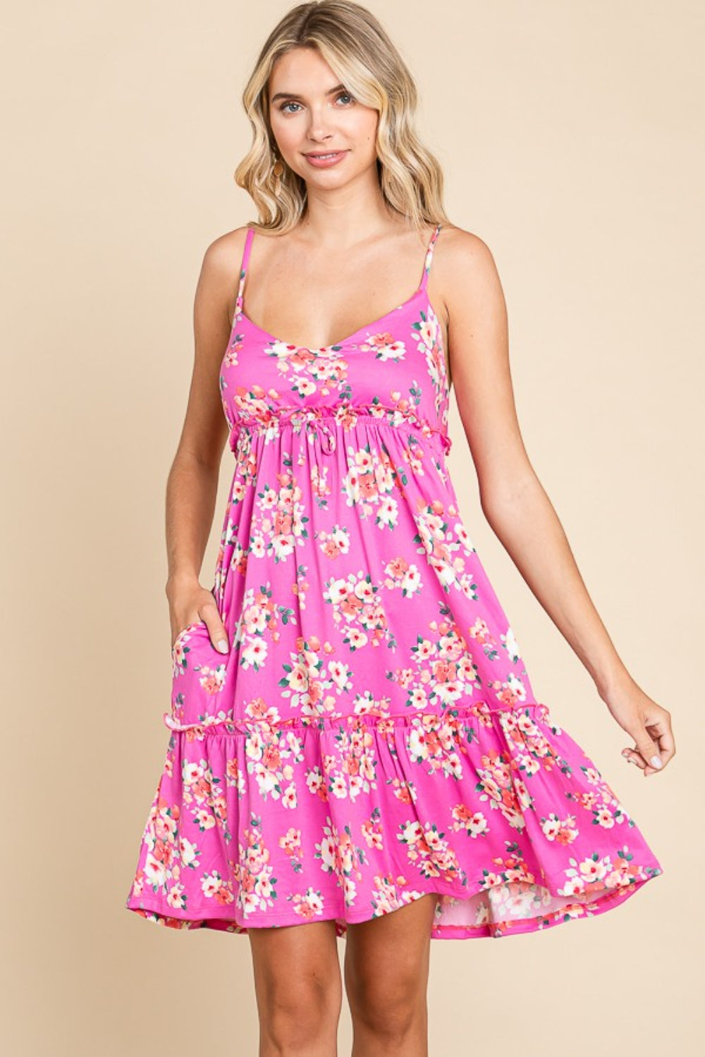 Full Size Floral Ruffled Cami Summer Dress