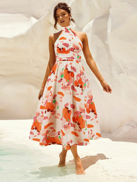 Floral Sleeveless Midi Summer Dress