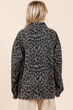 Leopard Button Up Denim Shacket with Breast Pockets