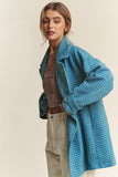 Blue Tweed Double-Breasted Long Sleeve Country Club Blazer