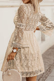 Lace V-Neck Three-Quarter Sleeve Boho Dress