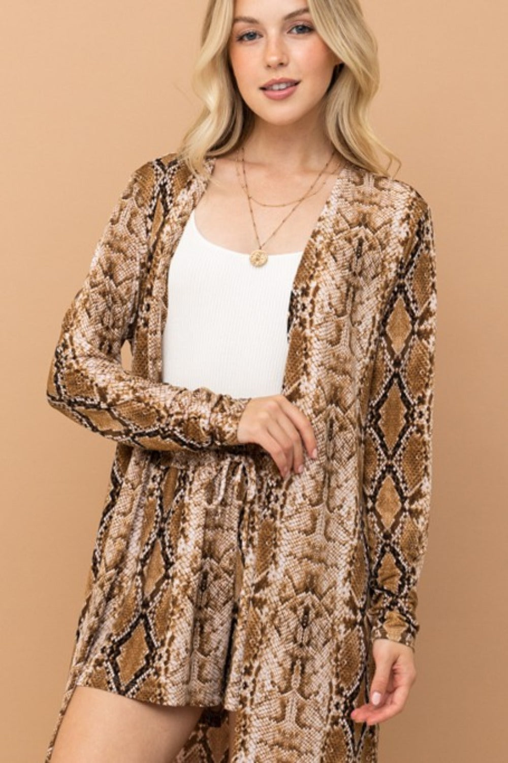 Snake Print Kimono Open Front Resort Kimono