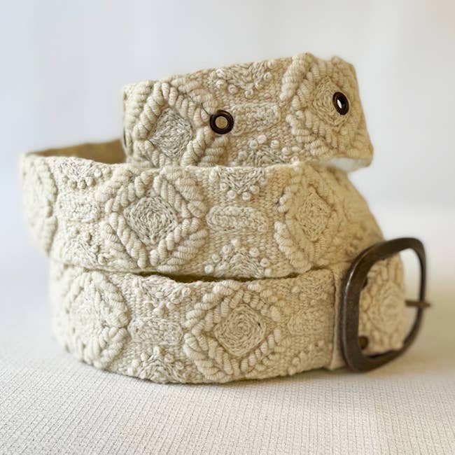 Wandering Clouds Embroidered Wool Belt - Master Artisan Handcrafted
