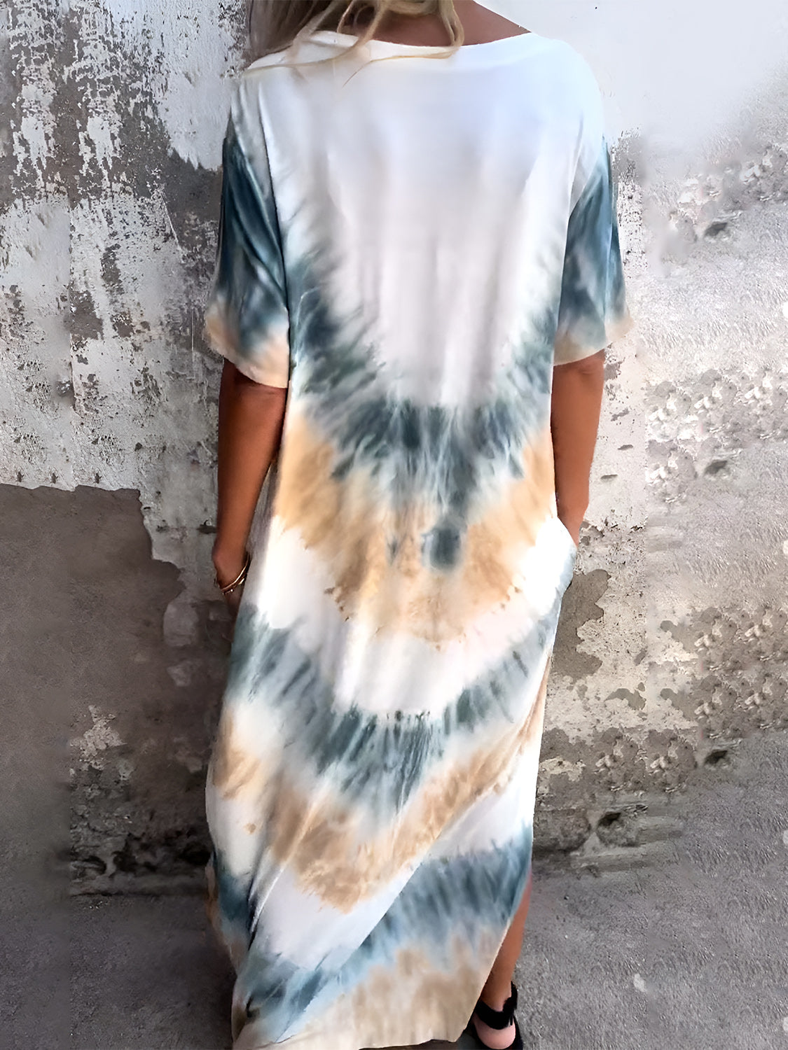 Beachy Tie-Dye Short Sleeve Maxi Dress