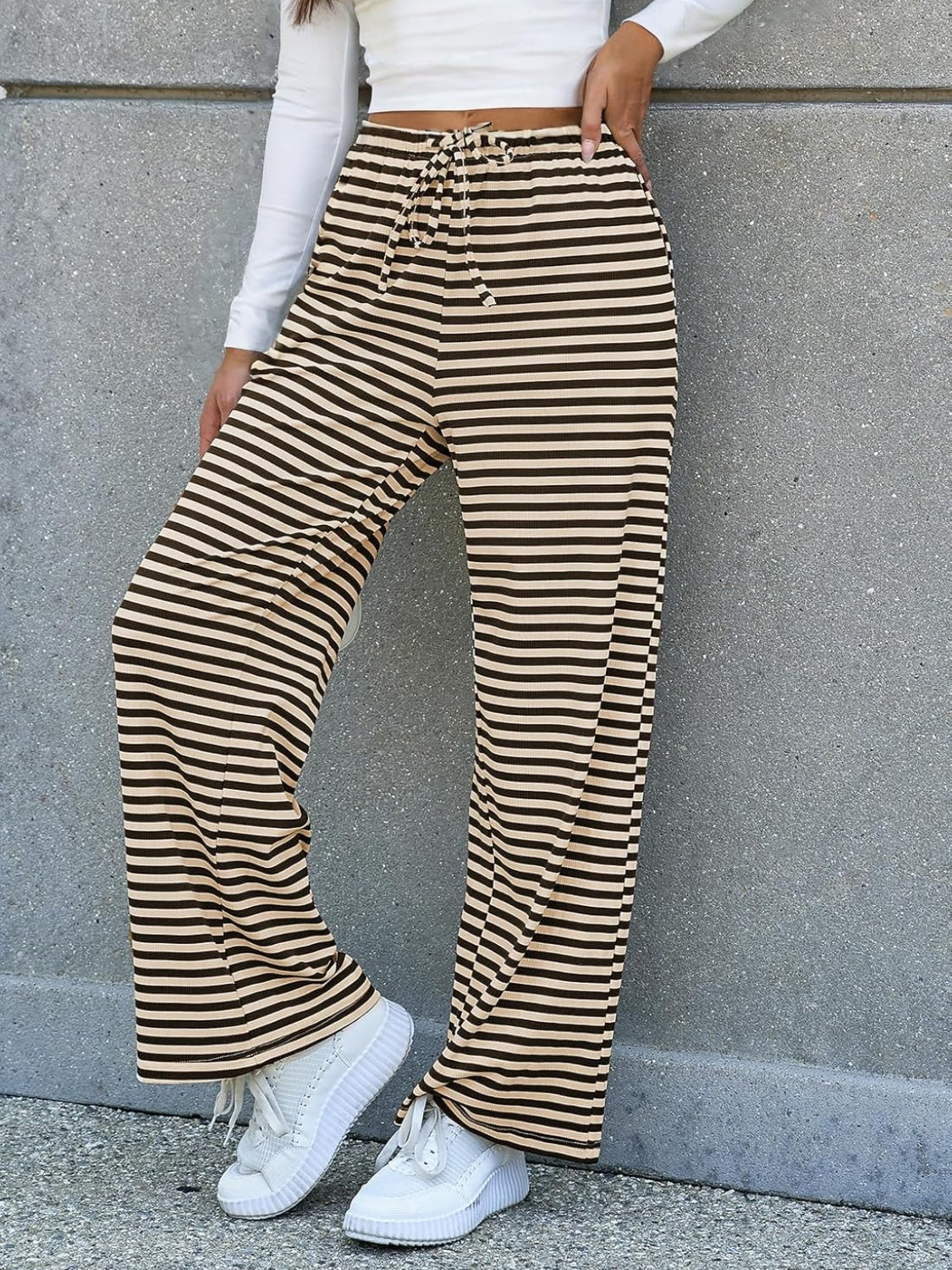 Striped Wide Leg Beach Pants