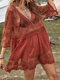 Lace Detail Plunge Cover-Up Beach Dress