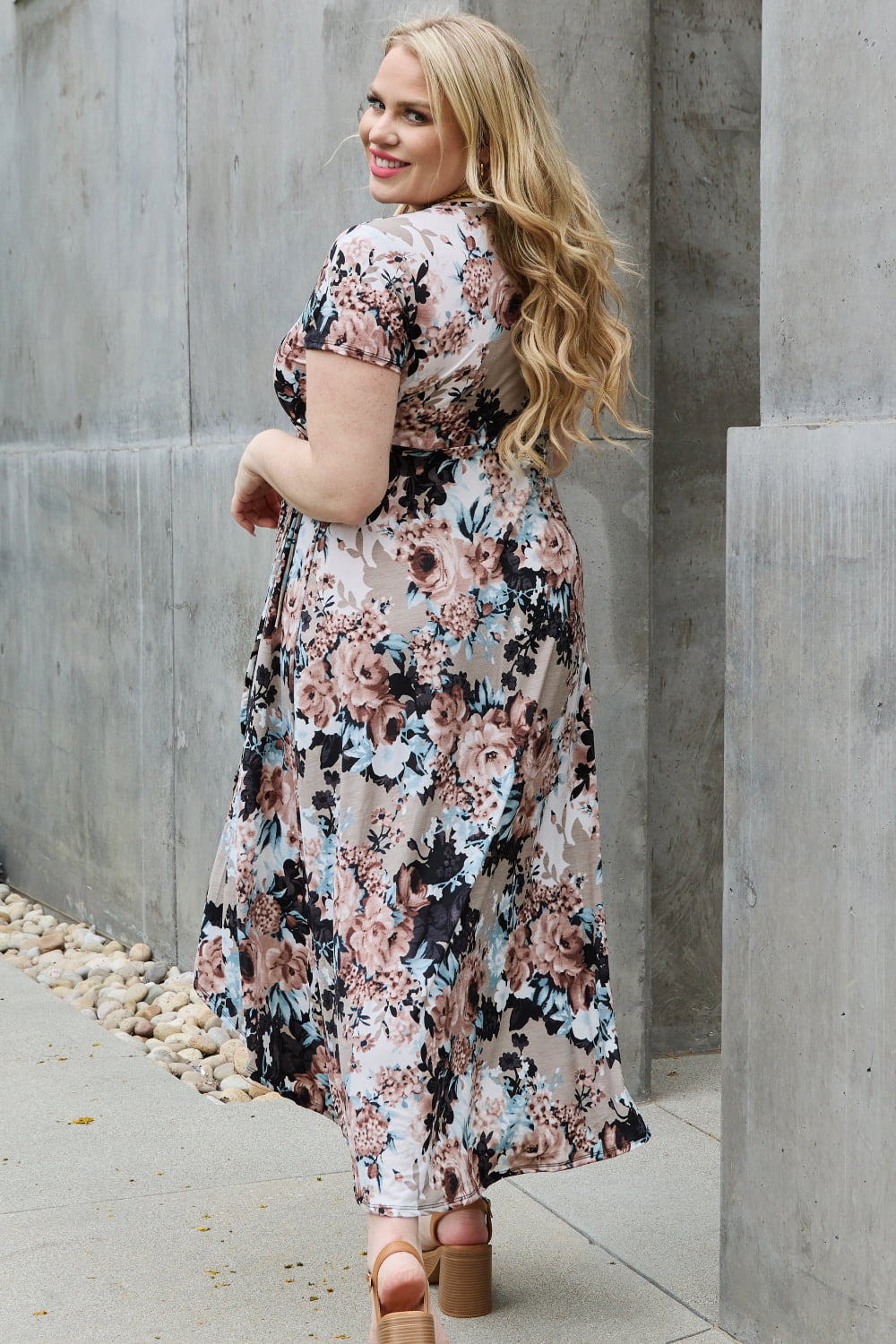 Full Size Floral Maxi Wrap Summer Midi Dress