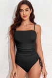 Drawstring Spaghetti Strap One-Piece Resort Swimwear