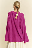 Round Neck Drop Shoulder Purple Beachy Sweater