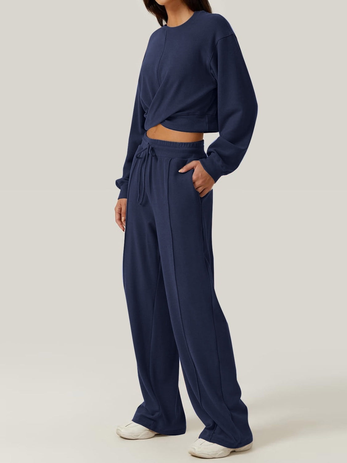 Top and Drawstring Pants Set