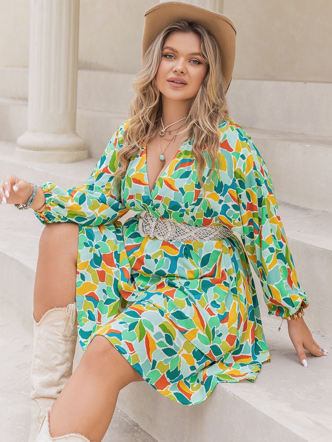 Plus Size Long Sleeve Mini Summer Dress