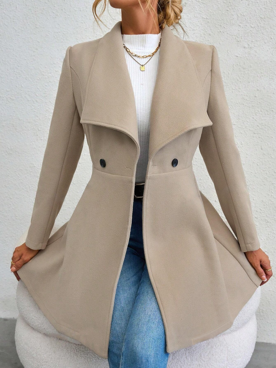 Women's Button Up Long Sleeve Coat