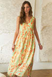 Abstract Floral V-Neck Summer Maxi Dress