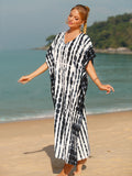 Tie-Dye V-Neck Half Sleeve Beach Maxi Dress