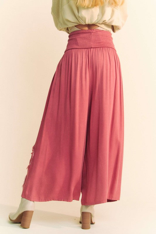 Flower Patch Wide Leg Beachy Boho Pants