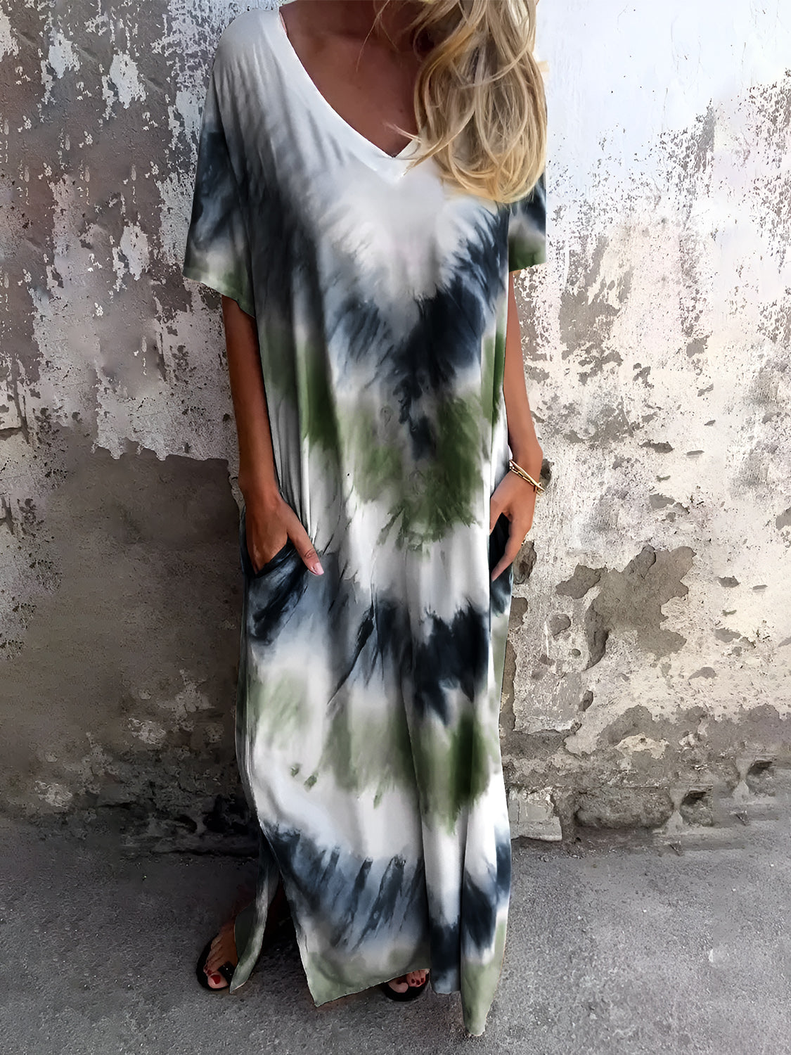 Beachy Tie-Dye Short Sleeve Maxi Dress