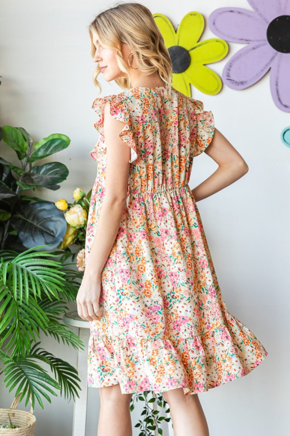 Full Size Floral Ruffled Summer Dress