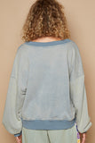 Dusty Blue French Terry Long Sleeve Cropped Sweatshirt