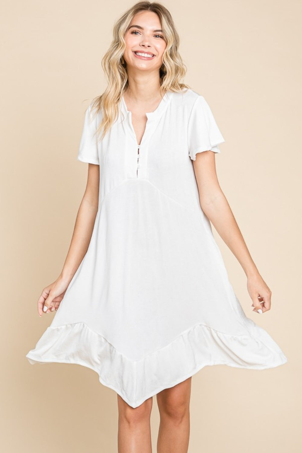 Full Size Short Sleeve Ruffled Dress