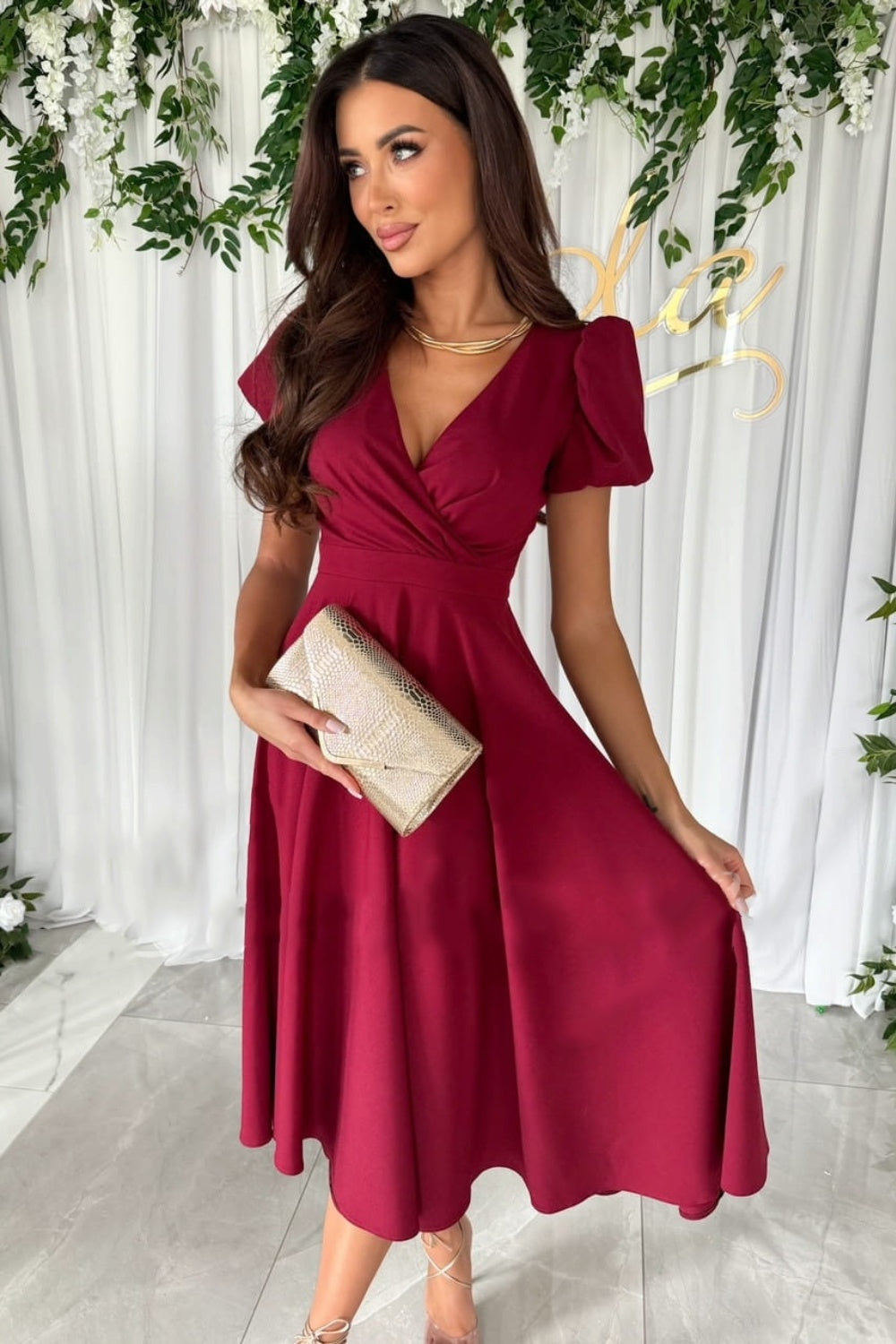 Puff Sleeve Midi Dress