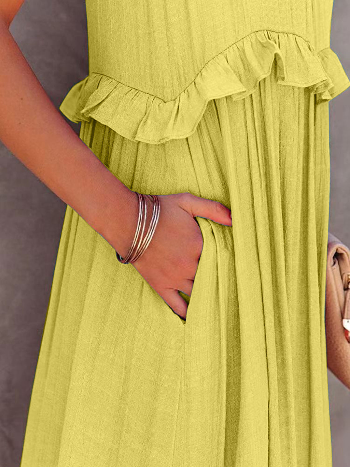 Ruffled Resort Maxi Dress with Pockets