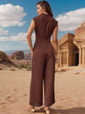 Mock Neck Sleeveless Resort Jumpsuit