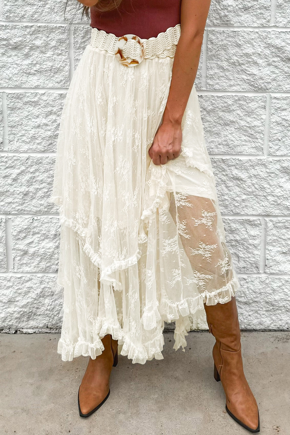 Lace Tiered Boho Skirt