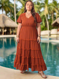 Plus Size Cap Sleeve Maxi Dress