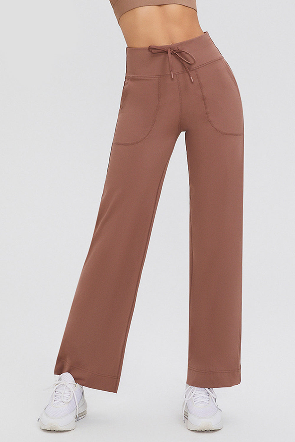 Full Size Drawstring High Waist Pants with Pockets