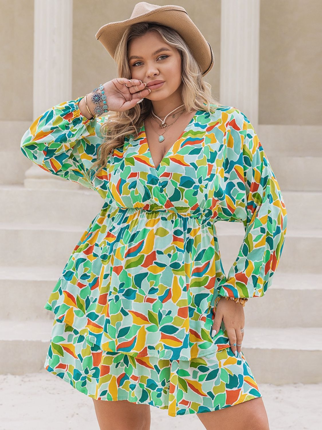 Plus Size Long Sleeve Mini Summer Dress