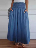 Full Size Smocked Wide Leg Pants with Pockets