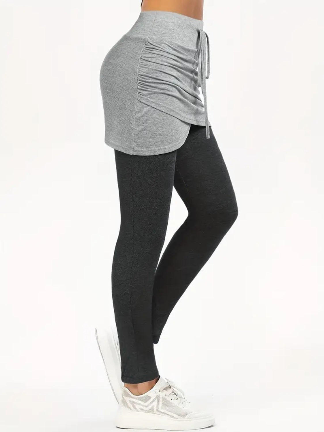 Two Pieces Active Leggings with Ruched Skirt