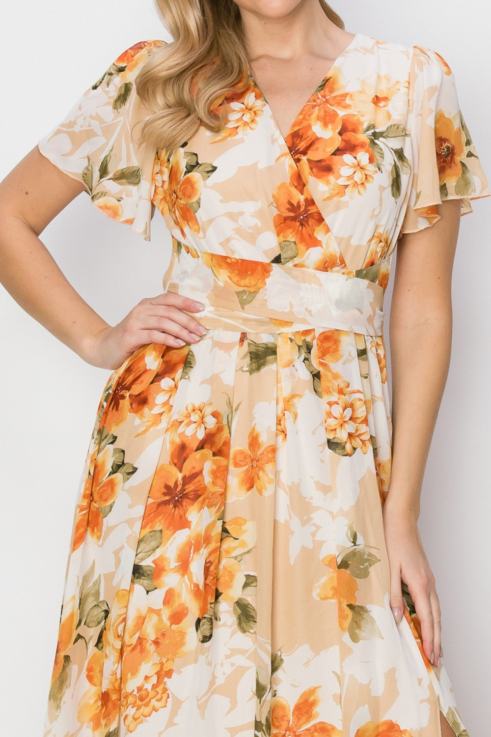 Floral Tie Back Summer Maxi Dress