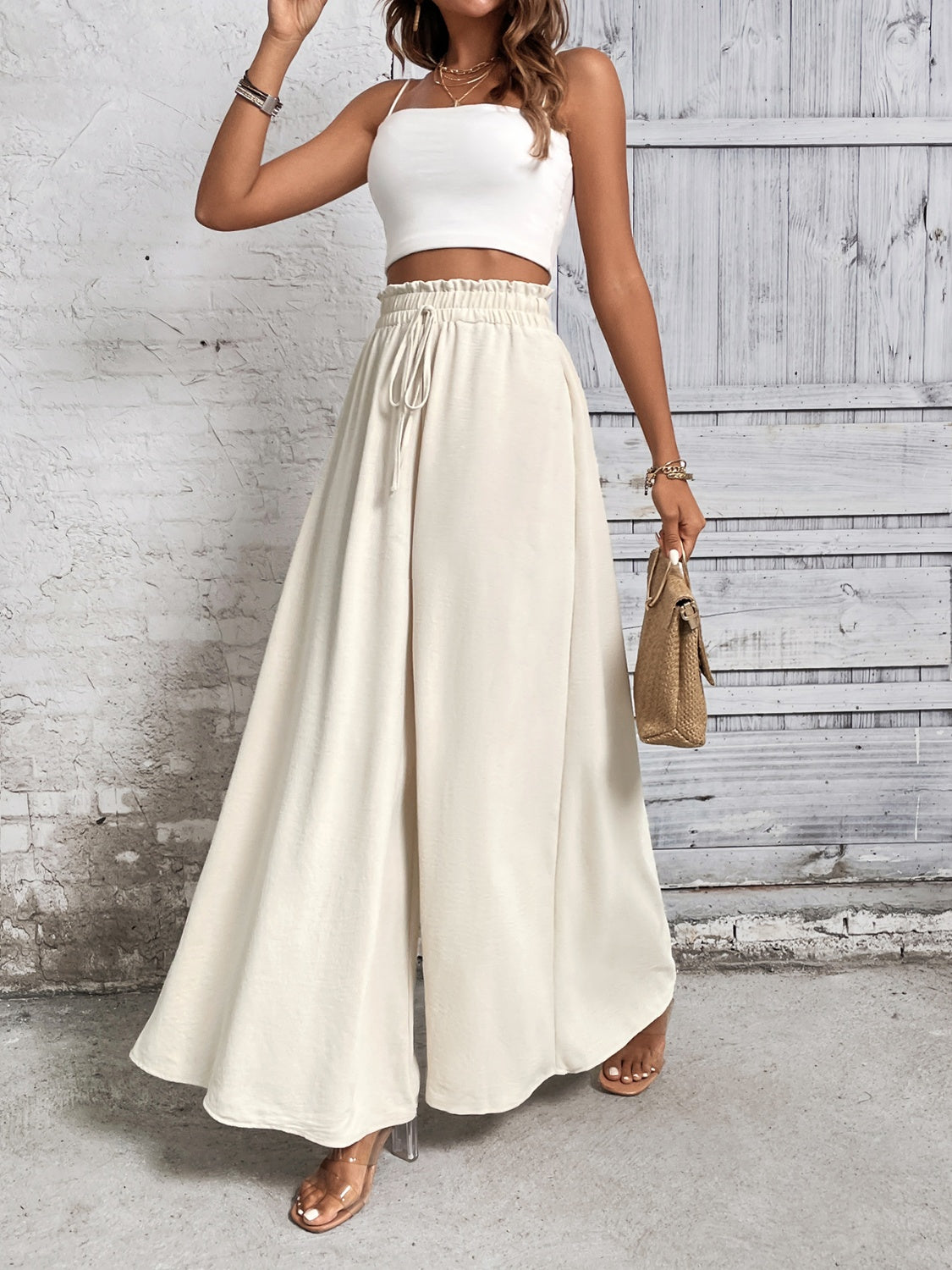 Resort Style High Waist Wide Leg Pants